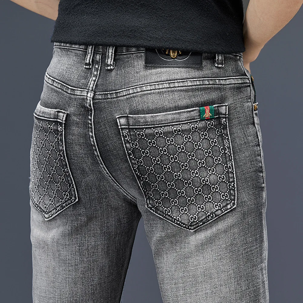 

Джинсы мужские осенне-зимние хлопковые облегающие эластичные итальянские брендовые деловые брюки мужская одежда классические стильные дж...