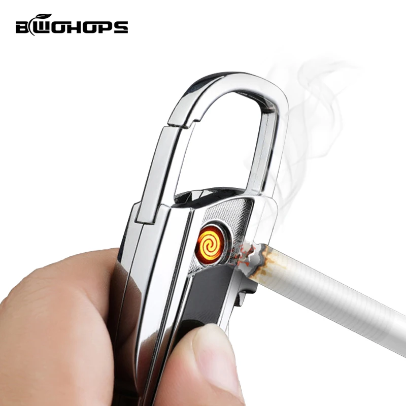 

2021 USB Keychain Lighter Flameless Classic Pocket Mini Light Portable Beer Opener Outdoor Survival Gadget Cigarette Accessories