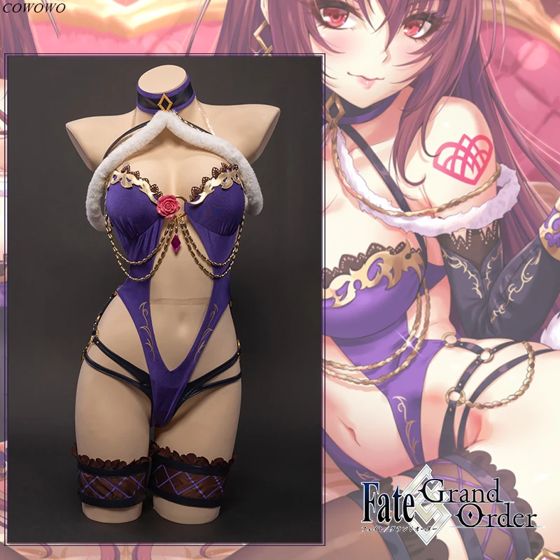 Аниме! Костюм для косплея Fate/Grand Order сплошной купальник девочек FGO Scathach Bunny костюм