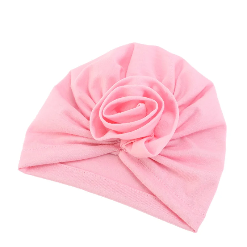 Шапка-тюрбан детская хлопковая модная Милая Кепка с цветком розы летняя мягкая