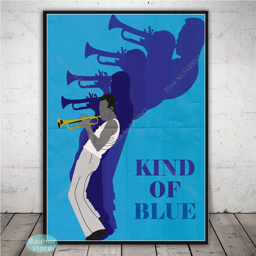 Майлс Дэвис художественный плакат Джаз музыка звезда Вид синих плакатов и