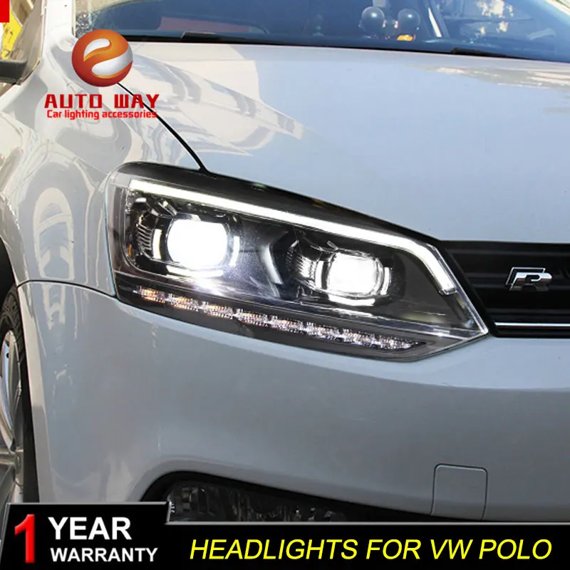 Автомобильный Стайлинг чехол для передней фары VW polo 2011 2017 светодиодный ная фара
