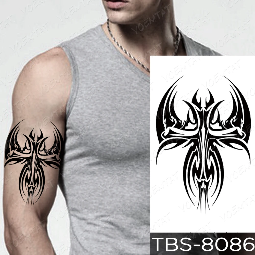 

Angel Geometric Temporary Tattoo Sticker Waterproof Wings Satan Demon Tato Shoulder Fake Body Art Man Woman Glitter Kids Tatu