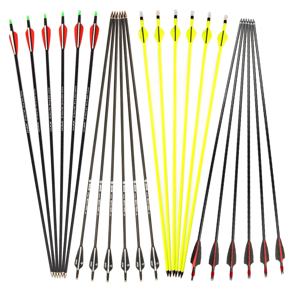 US 28/30 Inches Mixed Carbon Arrow Spine 500 Diameter 7.8mm for Recurve/Compound Bow Archery Shooting
