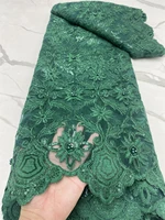 best selling 2021 teal african lace high quality french lace with plenty sequins or african lace fabric nigerian lace 4538b