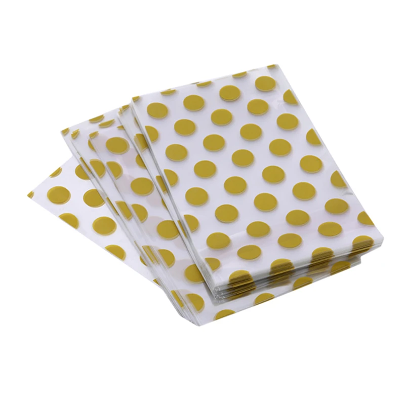 100 шт./лот белый золотой пакет с отделкой в горошек печенье DIY подарочные пакеты