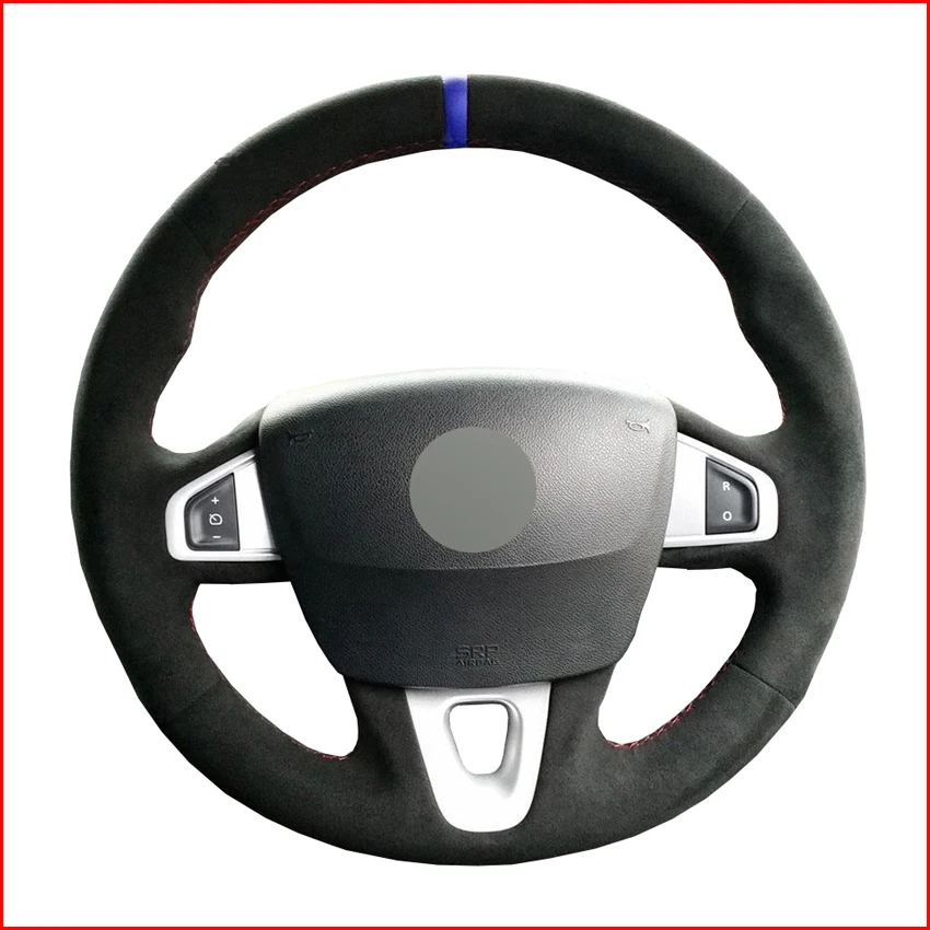 Черный замшевый синий фонарь для Renault Megane 2008 2016 Fluence (ZE) 2010 Kangoo 2014 2019|Чехлы на руль| |