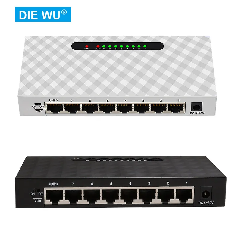 

TXE037 8 Port 10/100M Ethernet Network Switch | Ethernet Splitter/Plug and Play/Fanless/With Vlan switch Support 5-20V input