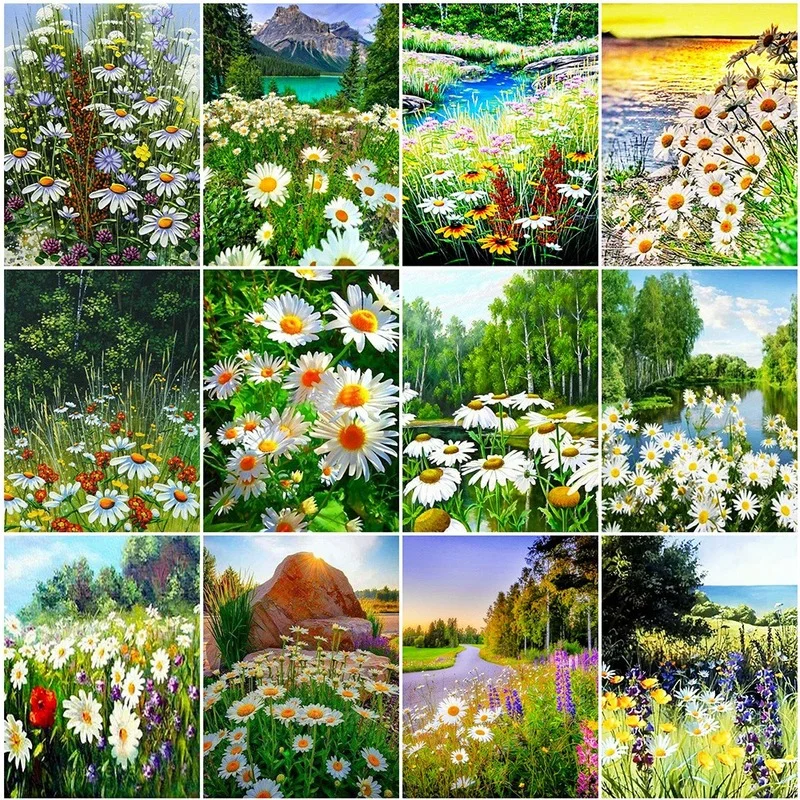

5D Diamond Embroidery Daisy Full Square Diamond Painting Flower Mosaic Rhinestones Pictures Home Decoration