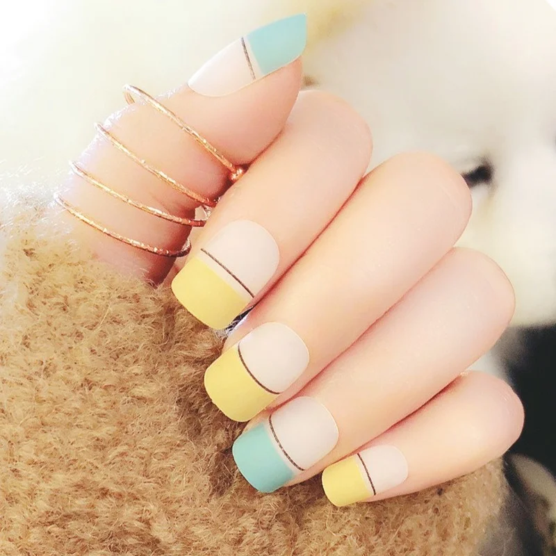 New Small Fresh Fake Nails Finished Hand Frosted Matte Patch DIY Nail Salon Tools 24pcs/box | Красота и здоровье