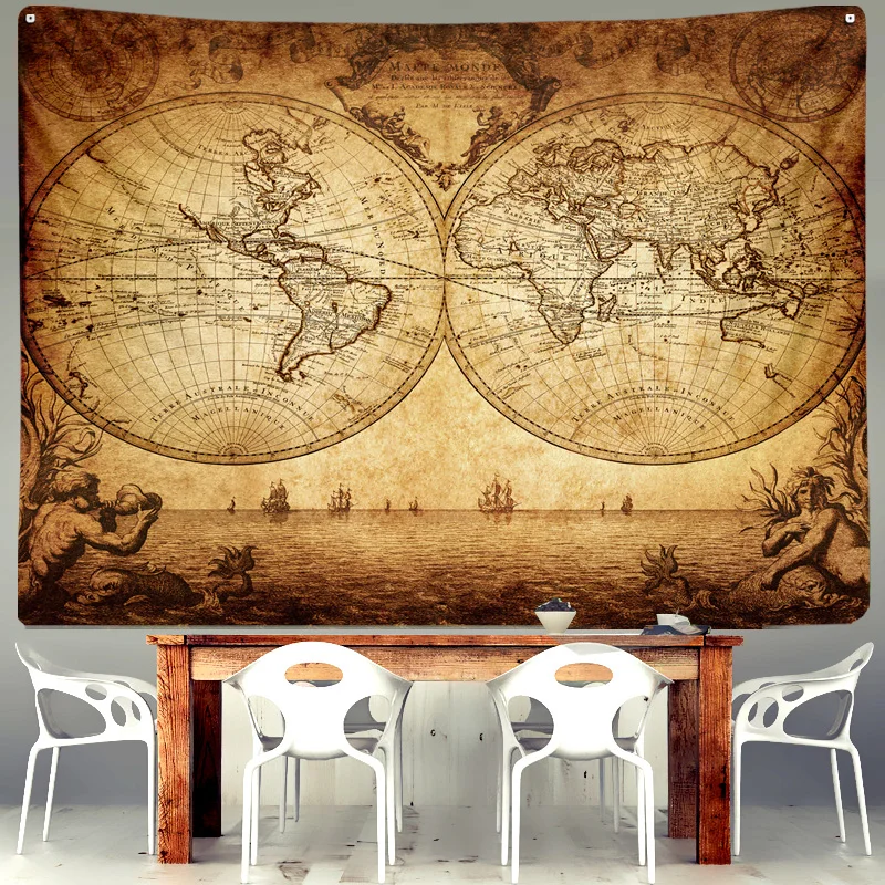 

Medieval World Wall Map Boho Tapestry Deco living Room Home Macrame Wall Hanging Tapestry Wall Fabric Christmas Decorations 2021