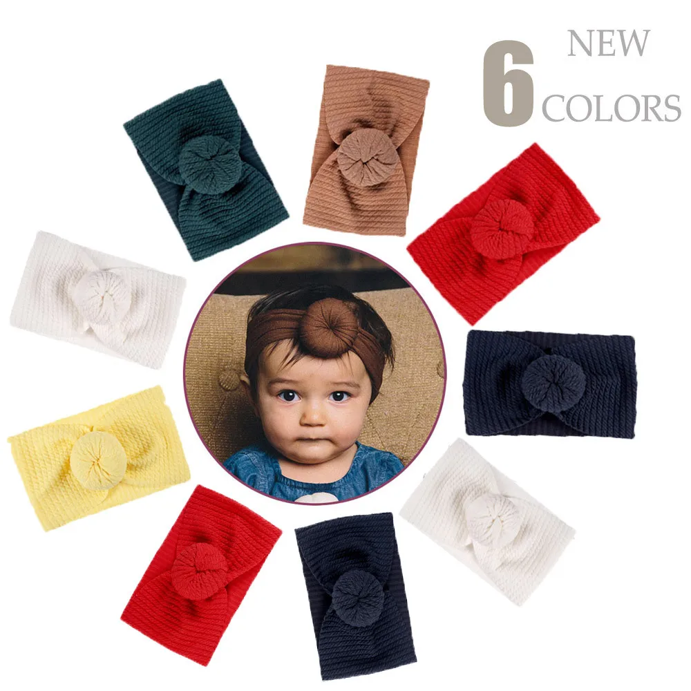 

Модная вязаная повязка на голову для малышей, мягкие эластичные широкие боковые повязки для волос, детский головной убор для новорожденных,...