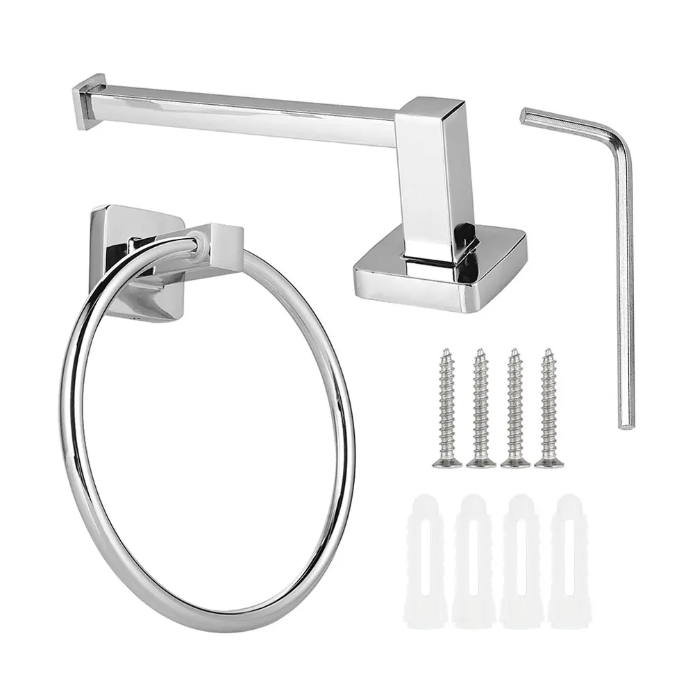 

Towel Ring Toilet Paper Holder Set Bathroom Hardware Storage Set Bathroom Towel Rack Towel Hanger Wall Mounted Bath Accessories