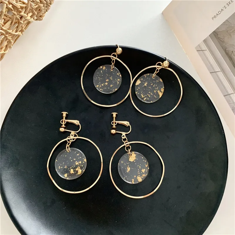 

Fashion Big Hoop Earrings Ear Clip Round Brincos Shiny Large Circle Earrings for Women Jewelry Boucles