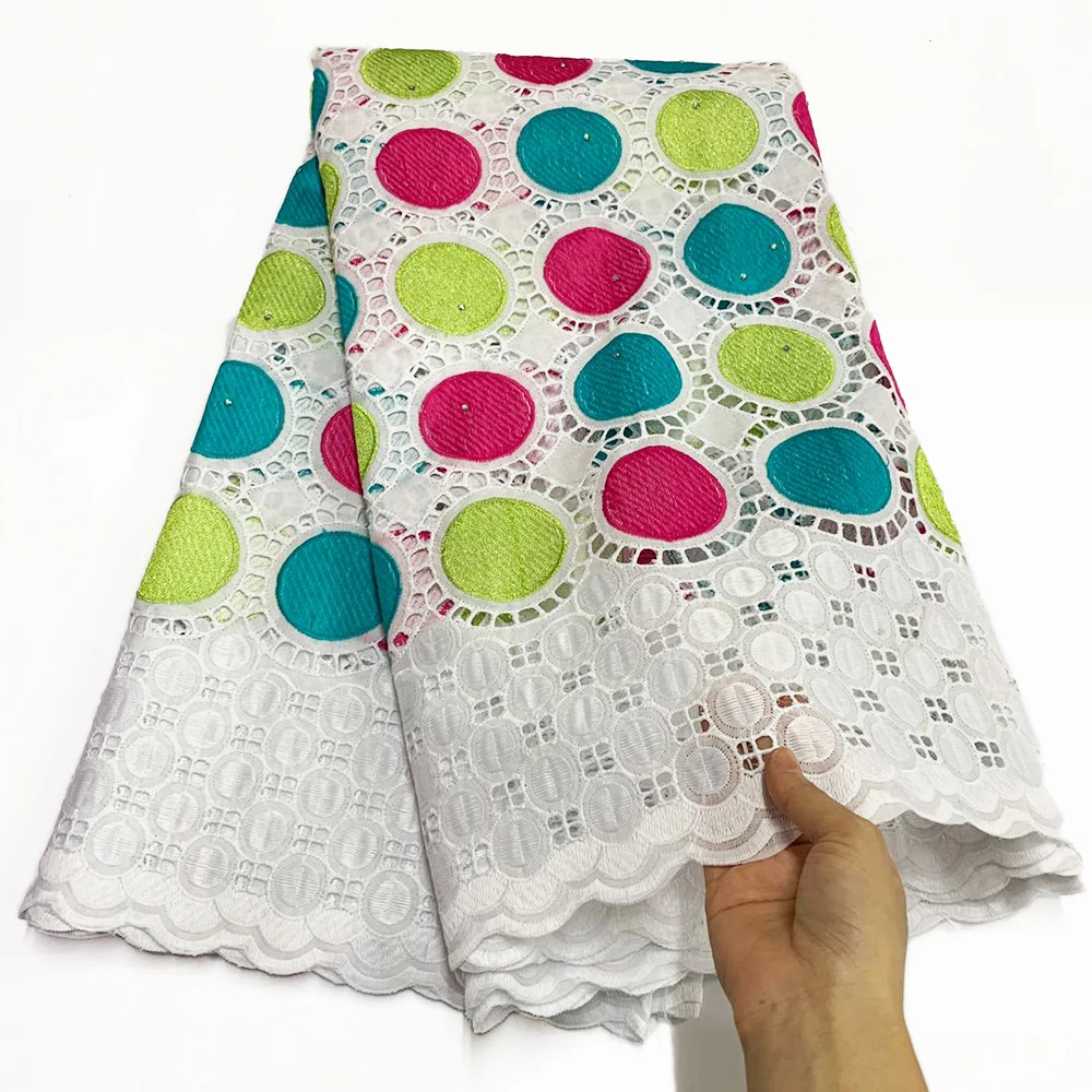 

CS Cotton Nigerian lace fabric high quality dubai fabric 100 % cotton voile lace dry New cotton broder autriche styles wholesale