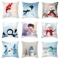 cushion cover merry christmas decorative throw pillow case snowman print sofa waist cushion cover