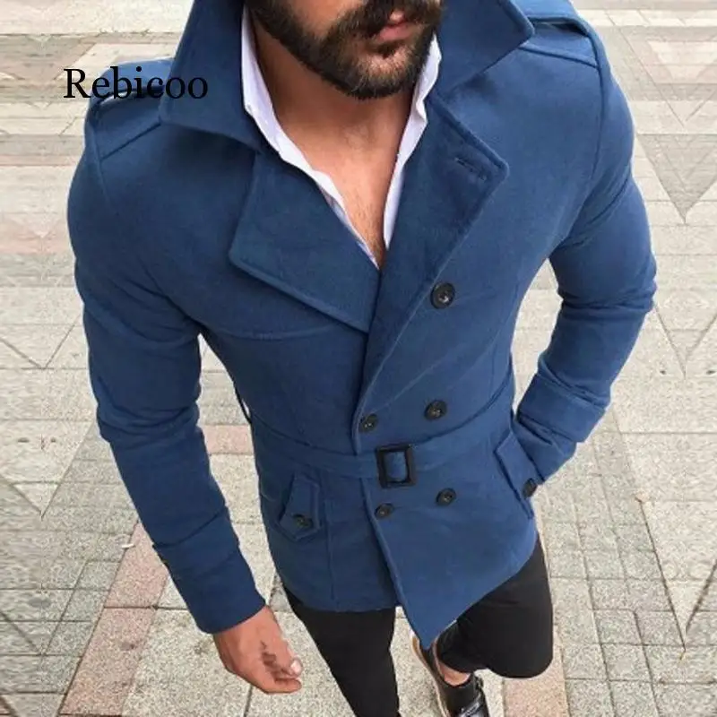 

Vintage wool coat men's wool warm windbreaker jacket jacket double-breasted fashion men 2019 winter autumn coat