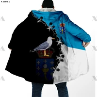 galicia skull coat of arms 3d printed hoodie long duffle topcoat hooded blanket cloak thick jacket cotton cashmere fleece