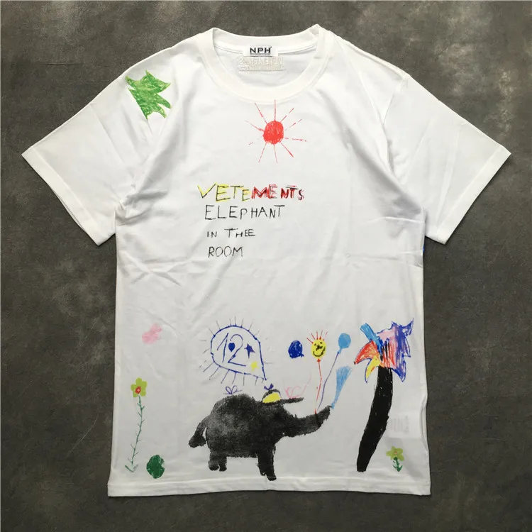 

VETEMENTS New Elephant Novelty T Shirts T-Shirt Hip Hop Skateboard Street Cotton T-Shirts Tee Top kenye S-XXL #K17