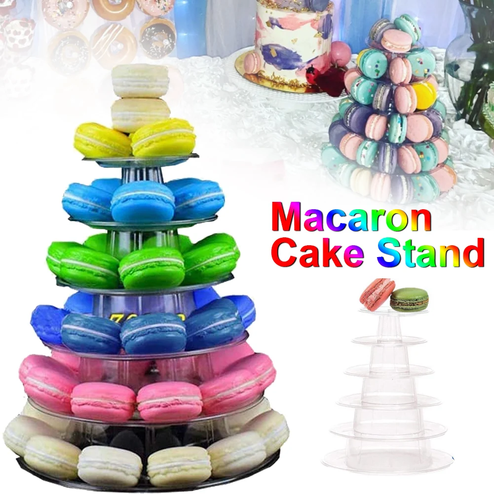 

6-Tiers Macaron Display Stand Acrylic Cupcake Tower Rack Cake Stand Tray For Wedding Birthday Cake Decorating Tools Bakeware