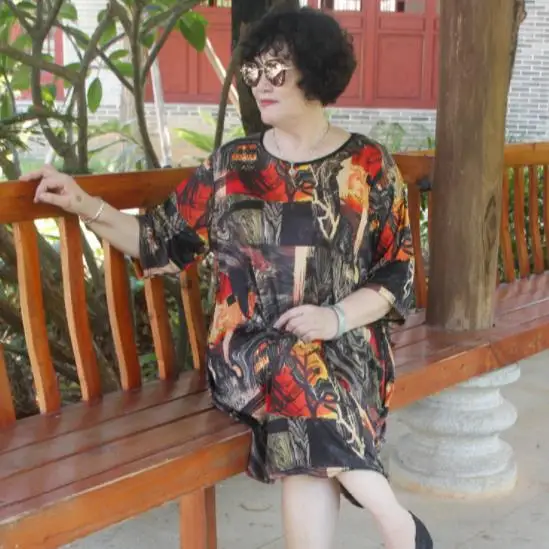 2020 свободные размера плюс для дам в возрасте Для женщин летние Винтаж платье с