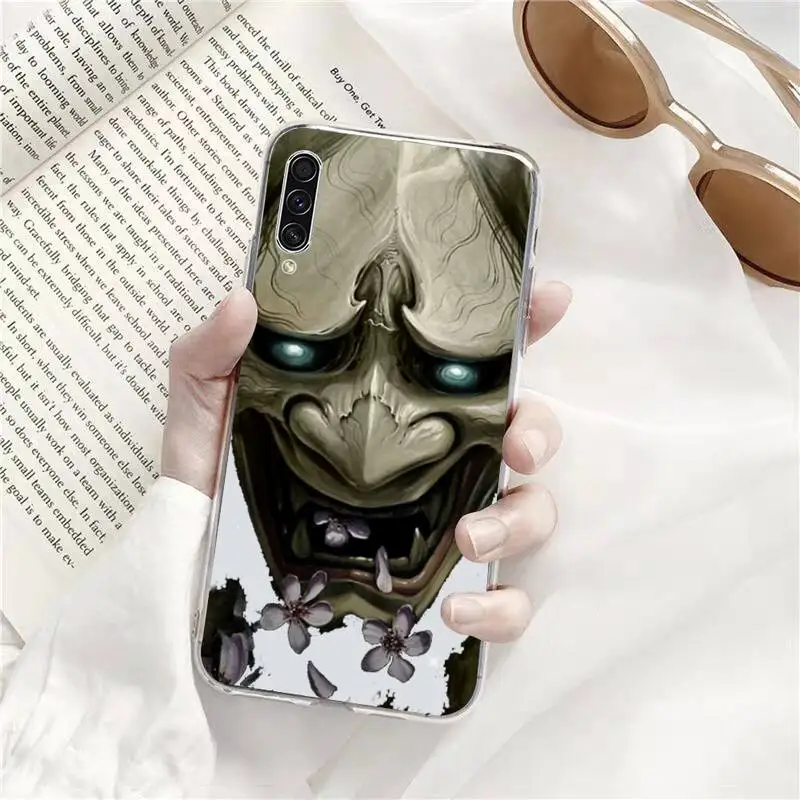 

Japan samurai oni mask art Phone Case Transparent for Samsung A71 S9 10 20 HUAWEI p30 40 honor 10i 8x xiaomi note 8 Pro 10t 11