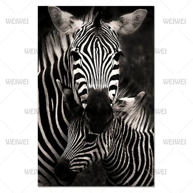 

Animal Zebra Poster Black and White Big and Small Zebra Home Wall Canvas Painting Home Decoration for Bedroom Living Room