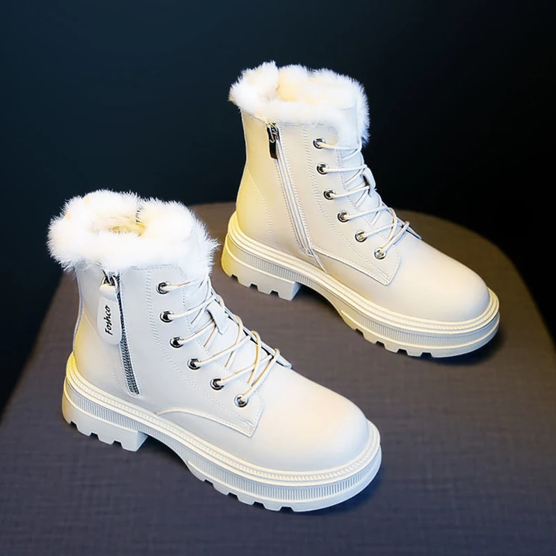 

Winter Chelsea Booties Woman 2021 New Plus Velvet Thick Warm Women Shoes Platform Black Wedge Zipper Snow Short Boot Botas Mujer