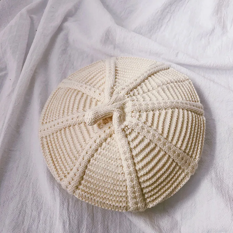 Beige Модные вязаные береты на осень и зиму, шапки для детей, детская шапка, вязаная шапка для маленьких мальчиков и девочек, s S9835 - Цвет: Beige
