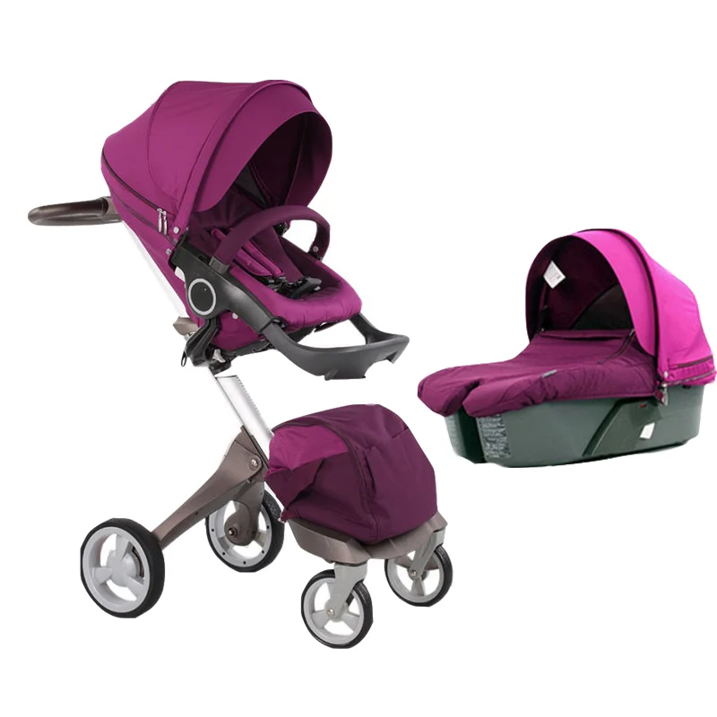 purple pram 2in1 Большой-ная скидка! Детская коляска 2 в 1, детская коляска для новорожденных, фирменная детская коляска 3 в 1 с люлькой и автокреслом - Цвет: purple pram 2in1