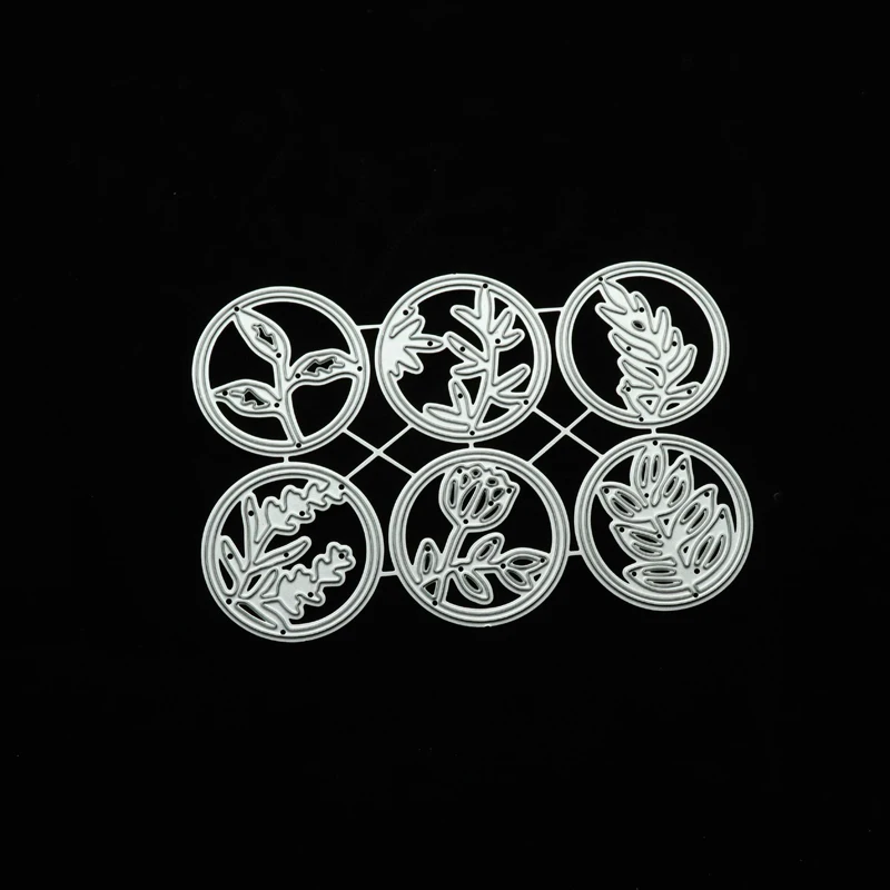 JC 6 шт. в виде цветов и листьев Круг металлический Трафаретный вырубной штамп для