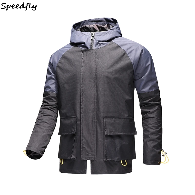 

Sports jacket men's casual spring and autumn loose hooded color matching fashion outdoor men's jacket windbreaker YH212
