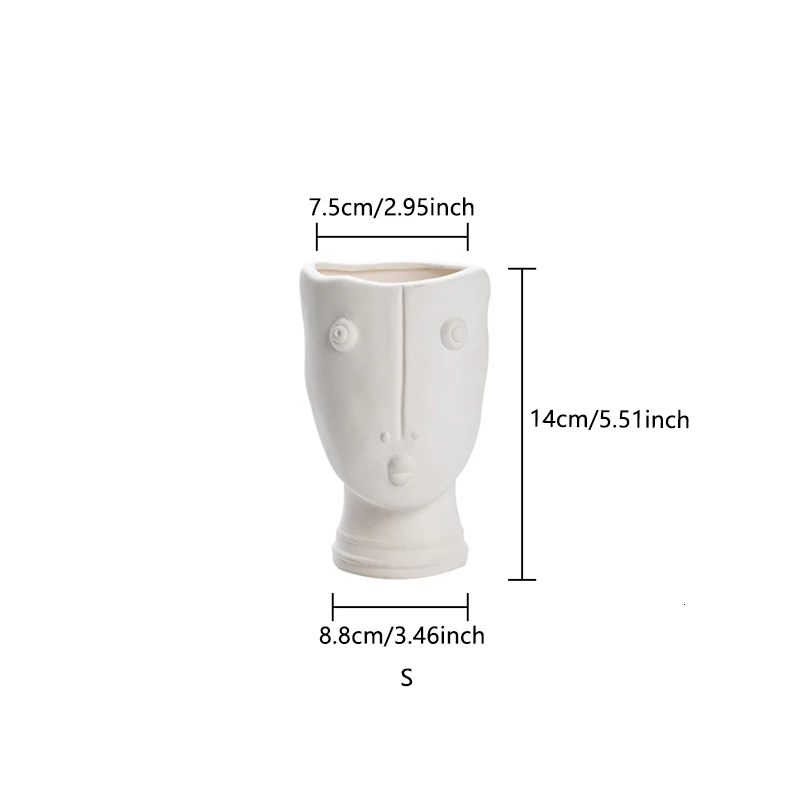S Human Face Vase Abstract Sculpture Portrait Ceramics Vase Flower Pot Flower Arrangement Modern Ornament Decoration Flowers Vases - Цвет: S