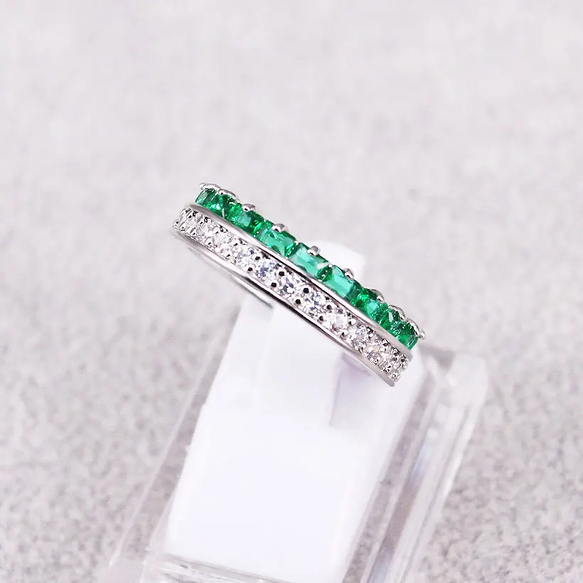 Женское кольцо зеленый изумруд камень 925 Серебряное для женщин кольца ко дню