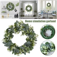 40cm white artificial wreath eucalyptus loosestrife ring pastoral wedding door decoration outdoor window wreath home decor