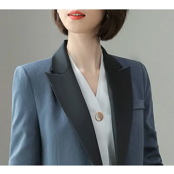 

2020 Korean version of new high-quality women's professional wear Casual ladies office blazer jacket Two-piece slim trousers
