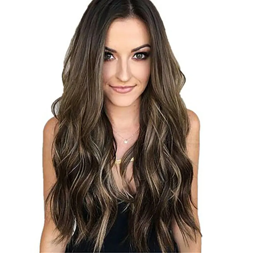 

62CM AND 65CM Mix Blonde Long Wavy Women Synthetic Heat Resistant Cosplay Hair Full Wig Beautiful Women Full Wig