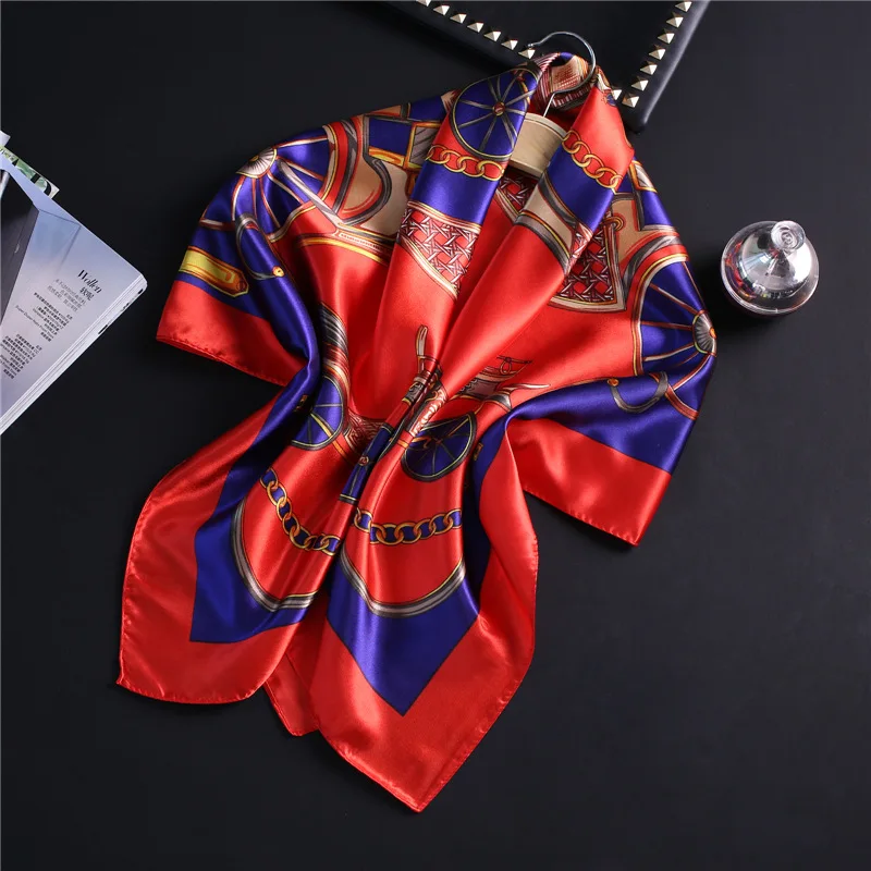 Брендовые дизайнерские шелковые квадратные шарфы для женщин с модным принтом