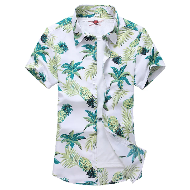 Summer White Printed Short Sleeved Shirt for Men Hawaii Rose Flower Shirts Hawaiian Vacation Camisa Chemise Big Size S-7xl images - 6