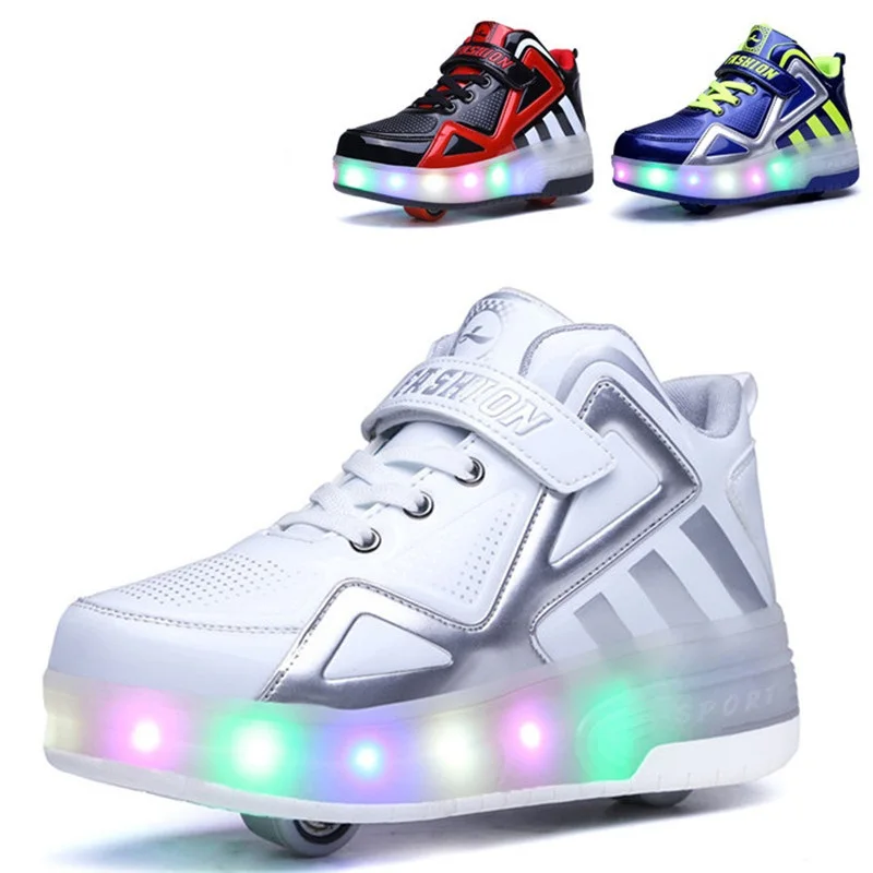 

Heelies 2021 Glowing Sneakers Kids Roller Skate Shoes Children Led Colorful Light up Shoes Girl Boy Sneakers with Wheels Heelies