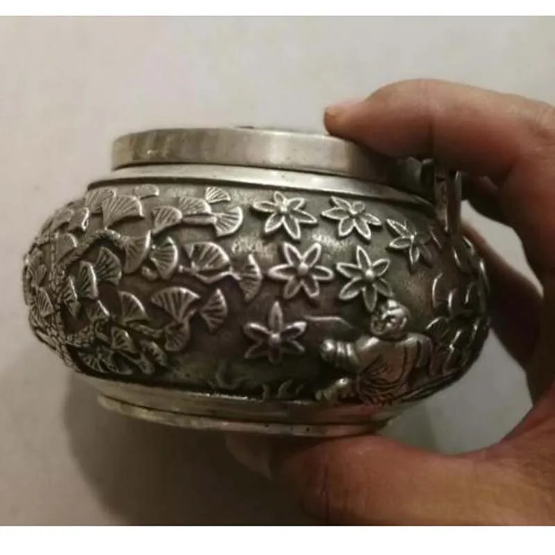 Тибетская Серебряная кукла и китайский дракон сочетание статуя руки теплее