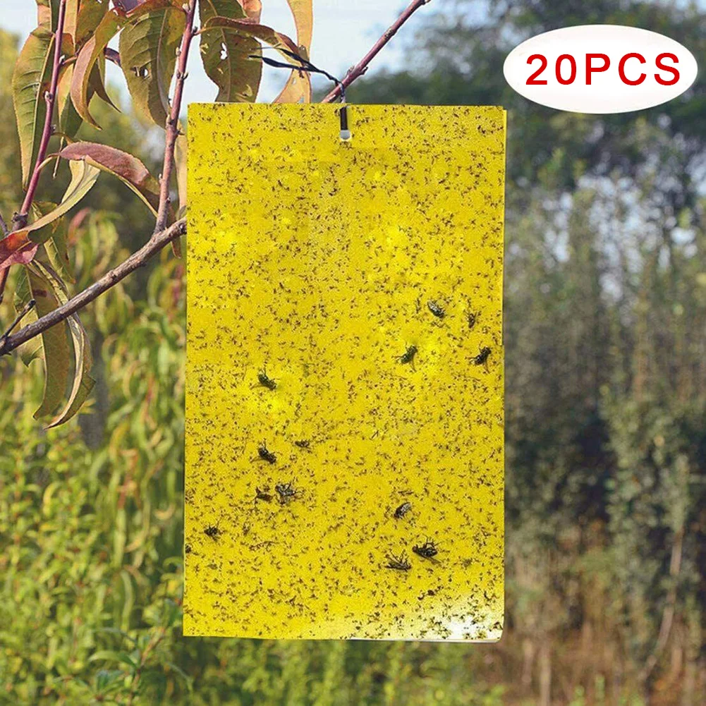 

20Pcs Sticky Fly Trap Paper Yellow Traps Fruit Flies Insect Glue Catcher Sticky Boards 20*12.5cm High Quality