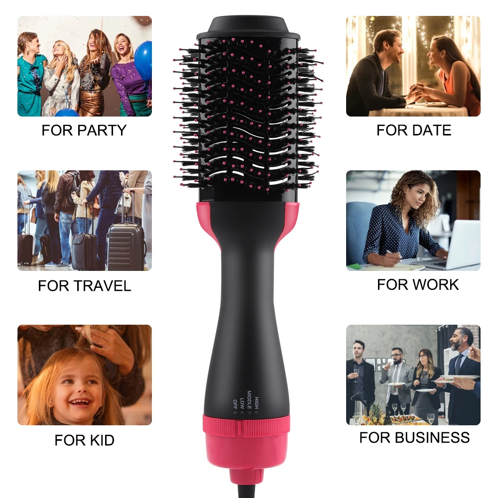 

Hot Air Hair Curler Brush Dryer Comb Blow Detangling straightener Curler Flat Iron Rotating Roller 2 In 1 One Step Dryer
