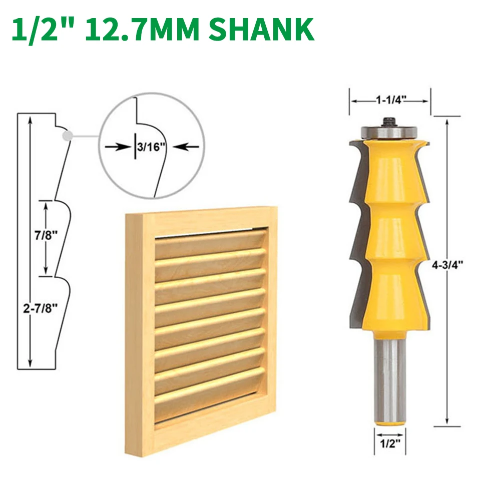 

1PC 1/2" 12.7MM Shank Milling Cutter Wood Carving Louver Shutter Style Router Bit Door Knife Woodworking Tenon Cutter For Wood