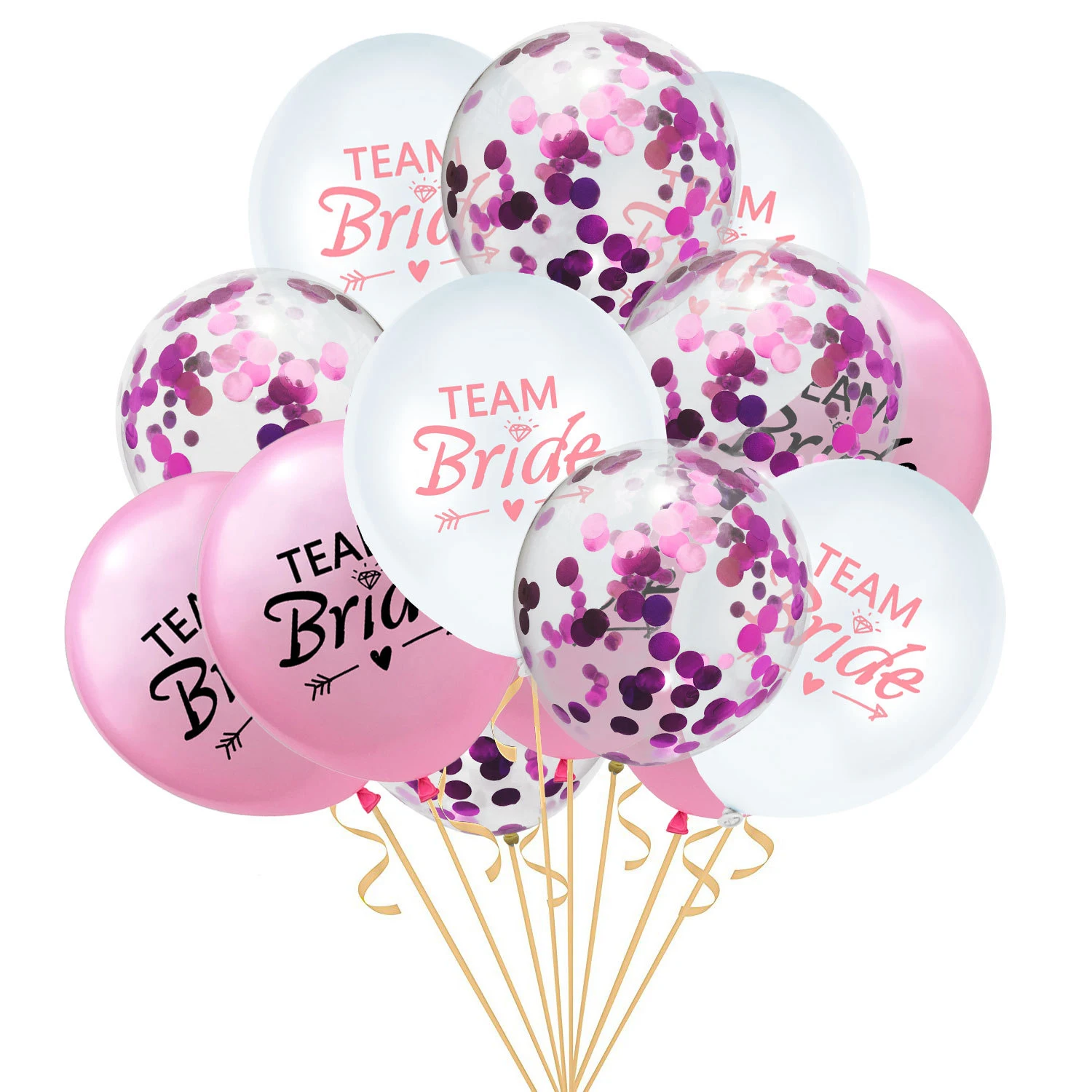 15pcs 3colros MIX Team Bride To Be Balloons DIY Latex Confetti Ballons Set Wedding Single Party Decor Bar Home | Дом и сад