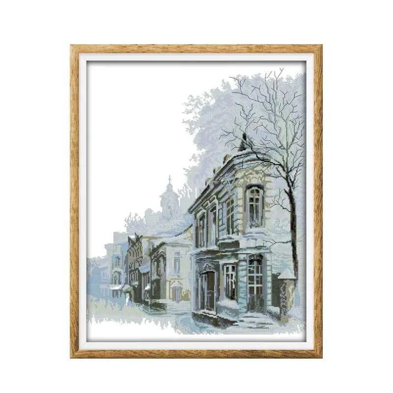 Набор для вышивки крестиком зимнее утро Аида 14ct 11ct с принтом холсты стежков