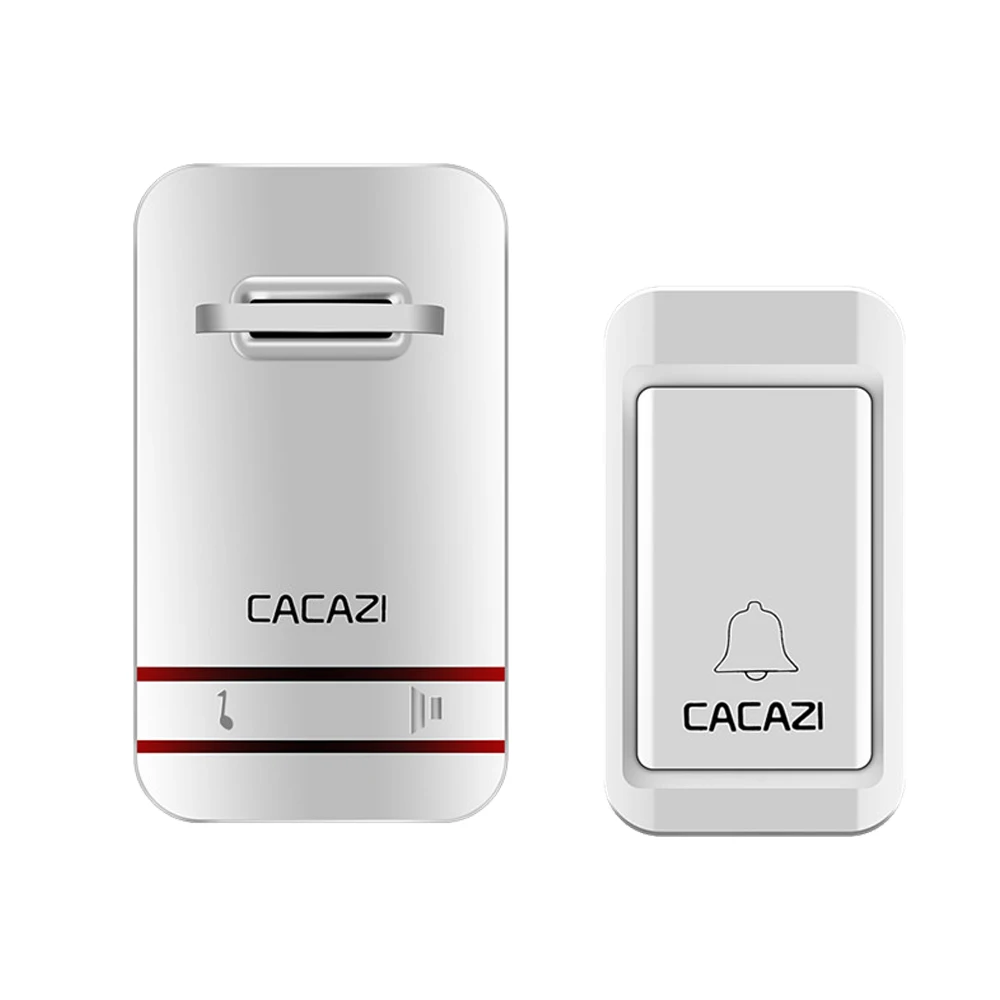 1 button 1 receiver CACAZI автономный водонепроницаемый беспроводной дверной звонок светодиодный светильник без батареи Домашний Беспроводной звонок США ЕС Великобритания вилка 1 Кнопка 1 2 3 приемник - Цвет: 1 button 1 receiver