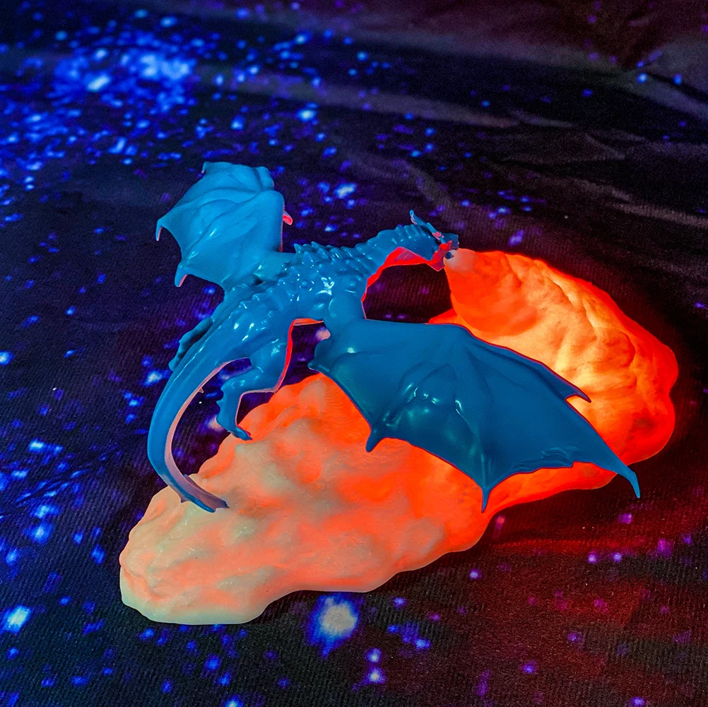 

Gifts Living Room Kids Home Battery Operated Office USB Rechargeable LED Night Light Ornament Bedroom 3D Printed Volcano Dragon
