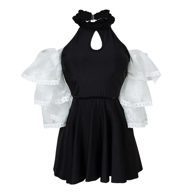 Цельный купальник с топом и защитой облегающие костюмы для живота женский