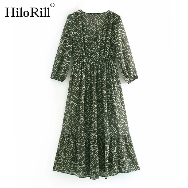 HiloRill в горошек шифоновое платье трапециевидной формы миди для женщин богемном
